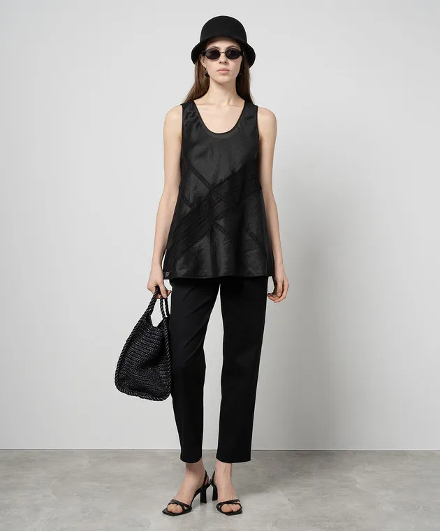 Max Mara Black EBRIDI top with lace