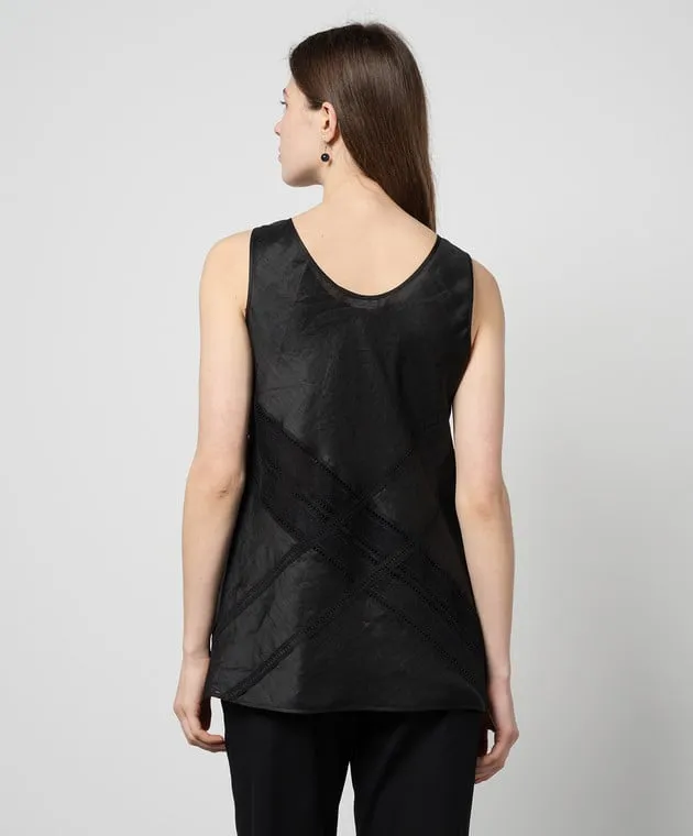 Max Mara Black EBRIDI top with lace