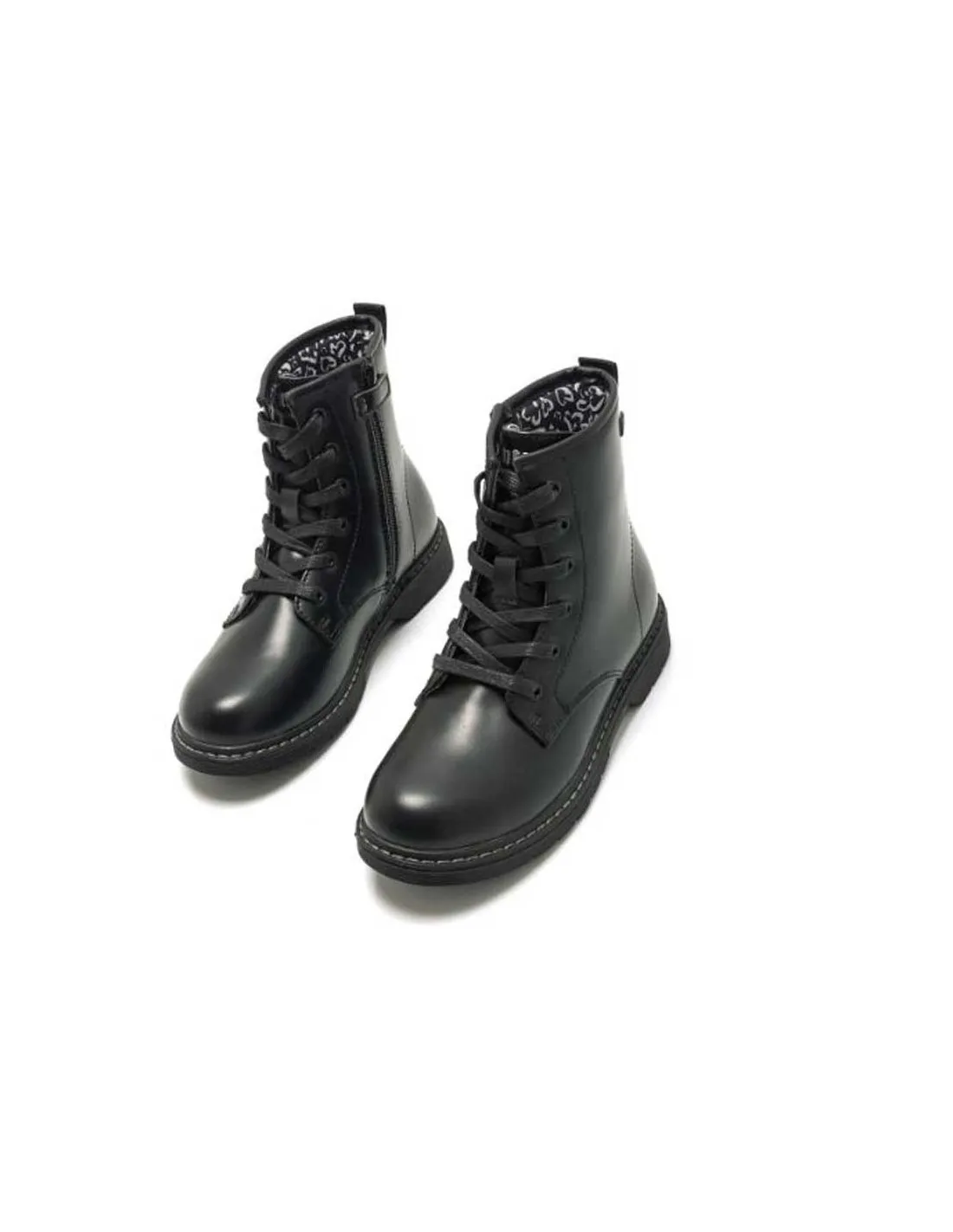 MUSTANG BOTA PLANA NIÑA NEGRA 48092 CORDONES
