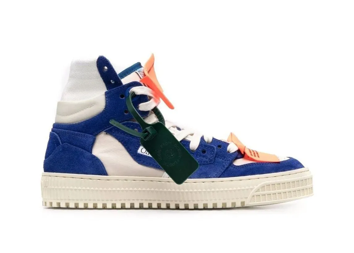OFFWHITE 3.0 OFF COURT HIGHTOP SNEAKERS WHITE BLUE SUEDE