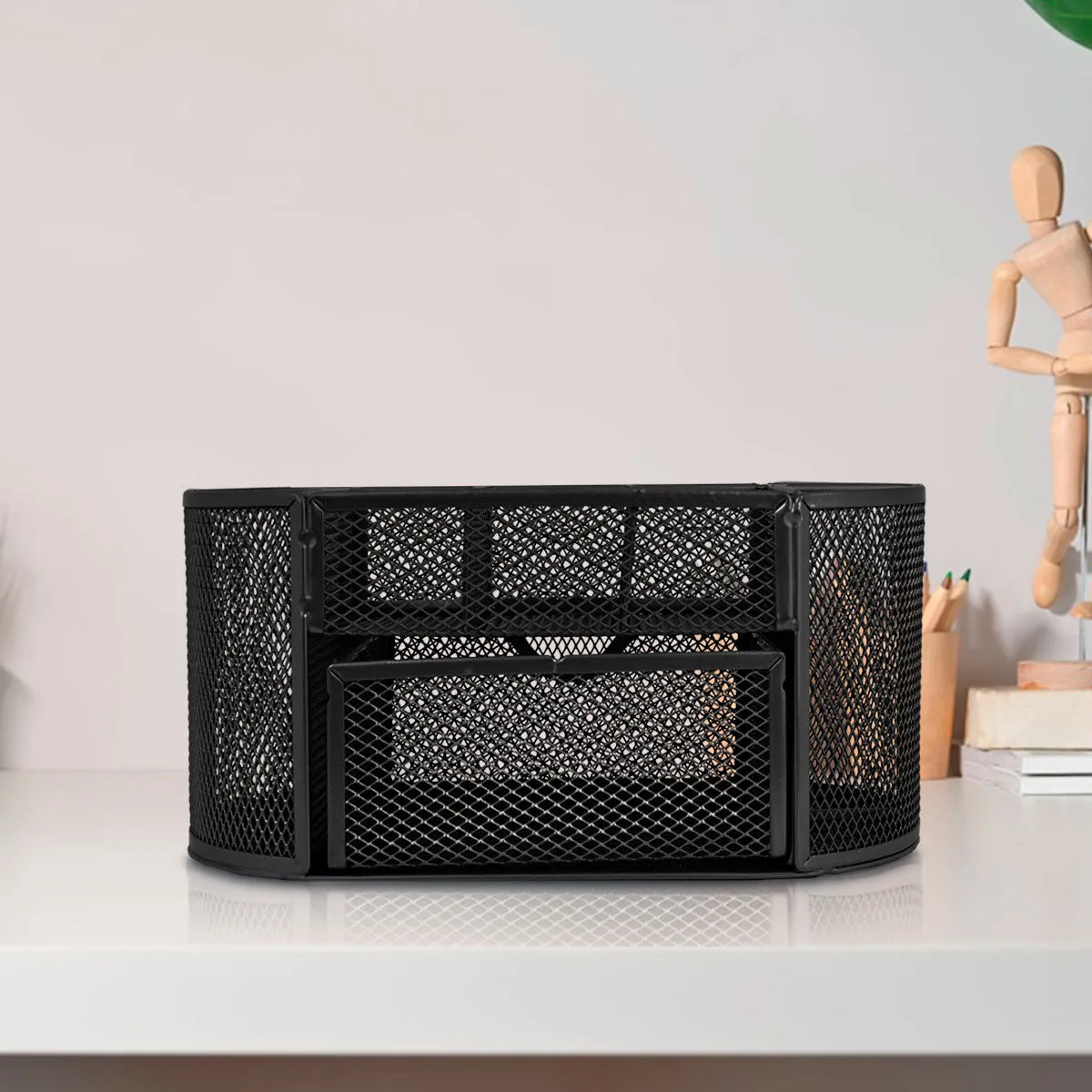 Organizador Metálico Multifuncional 9 separaciones 11x11.5cm color Negro