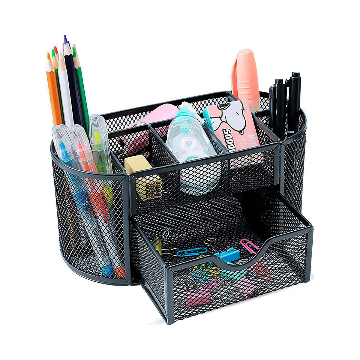 Organizador Metálico Multifuncional 9 separaciones 11x11.5cm color Negro