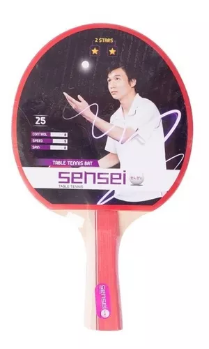 Paleta de ping pong Sensei 2 Star roja y negra FL (Cóncavo)