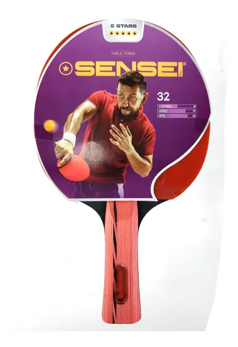 Paleta de ping pong Sensei 5 Star negra y roja ST (Recto)