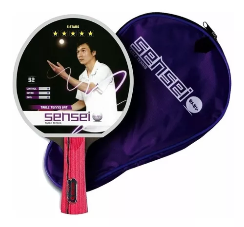 Paleta de ping pong Sensei 5 Star negra y roja ST (Recto)