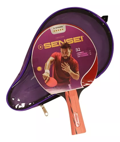 Paleta de ping pong Sensei 5 Star negra y roja ST (Recto)