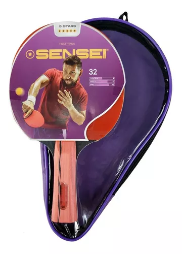 Paleta de ping pong Sensei 5 Star negra y roja ST (Recto)