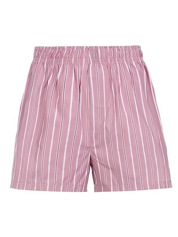Pantalones cortos de rayas verticales rosados