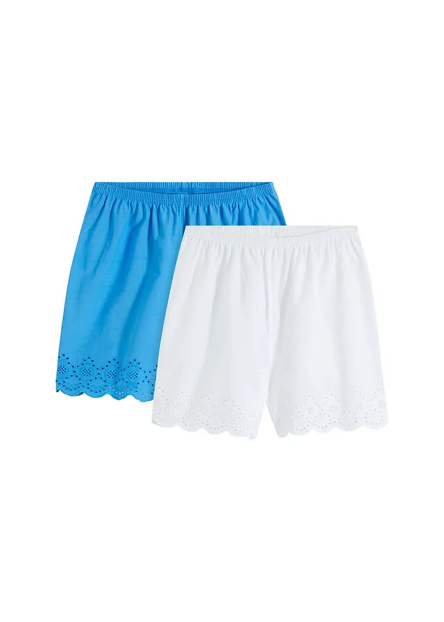 PANTALóN CORTO DE PIJAMA BLANCOAZUL BRILLANTE