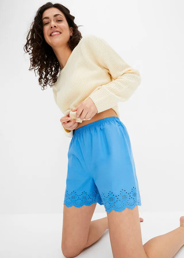 PANTALóN CORTO DE PIJAMA BLANCOAZUL BRILLANTE