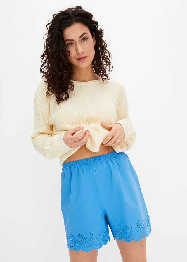 PANTALóN CORTO DE PIJAMA BLANCOAZUL BRILLANTE