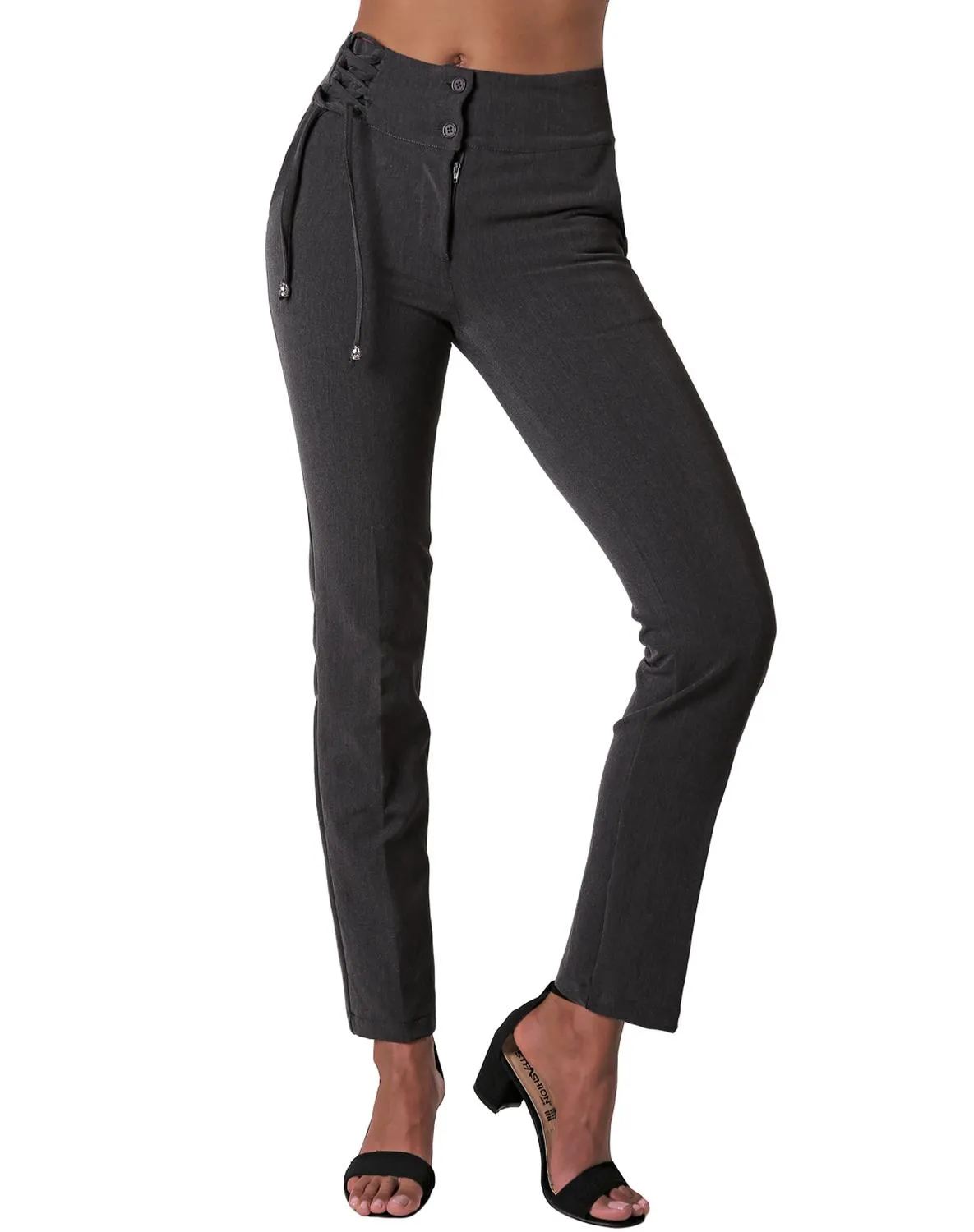 Pantalón Mujer Vestir Recto Gris Stfashion 79304058