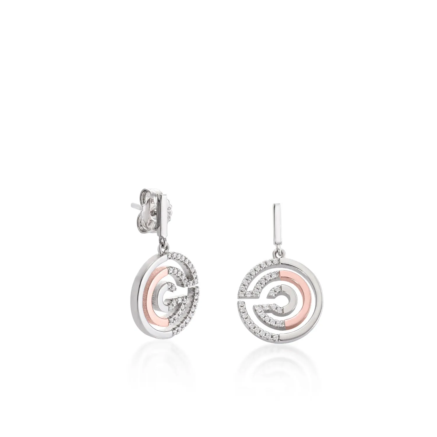Pendientes con colgantes diseo carriles en forma de ''c'' y circonitas