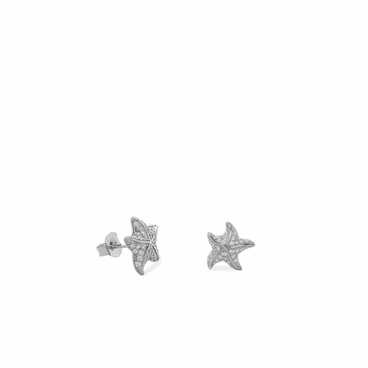 Pendientes pequeos de plata diseo estrella de mar con circonitas