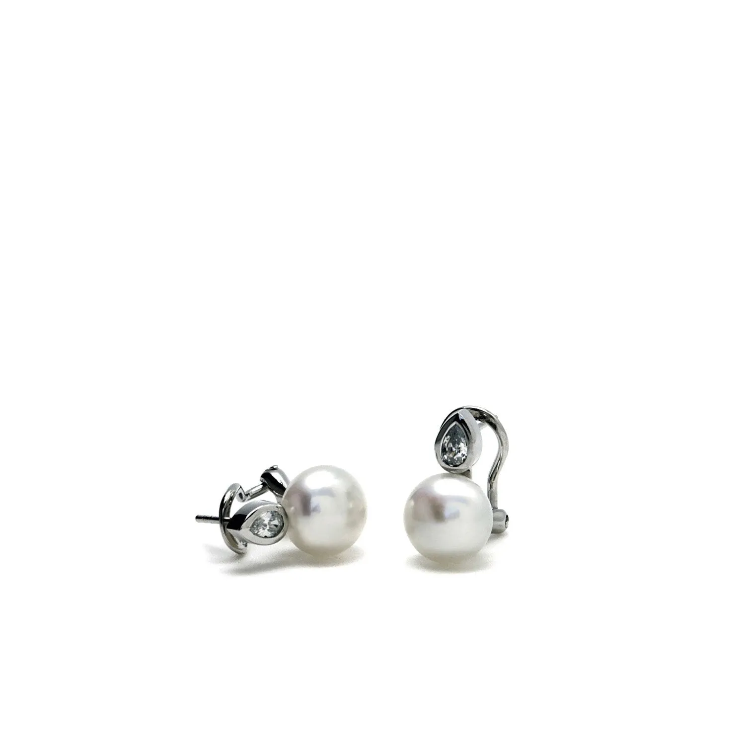 Pendientes perlas estilo tu y yo con detalle de lágrima y circonita
