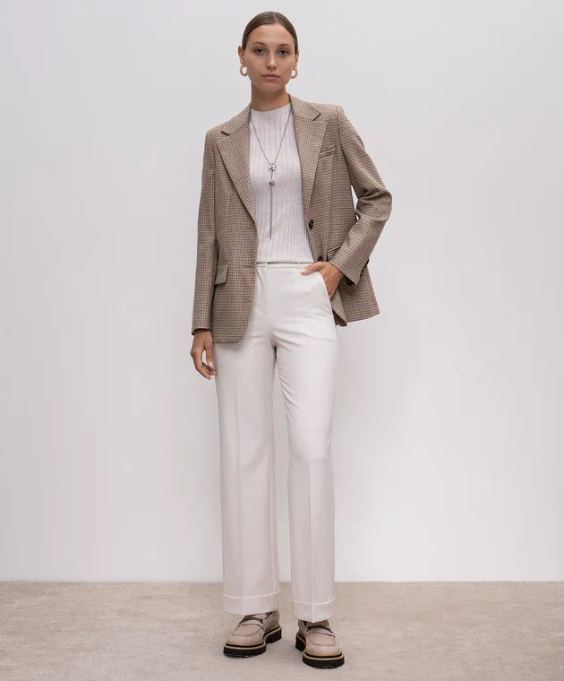 Peserico Beige striped top with lurex