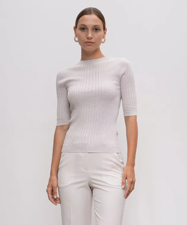 Peserico Beige striped top with lurex