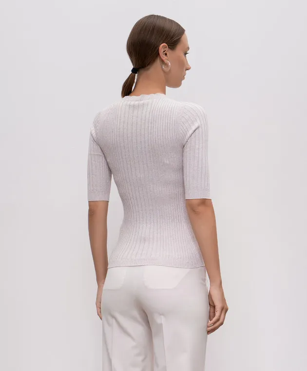 Peserico Beige striped top with lurex