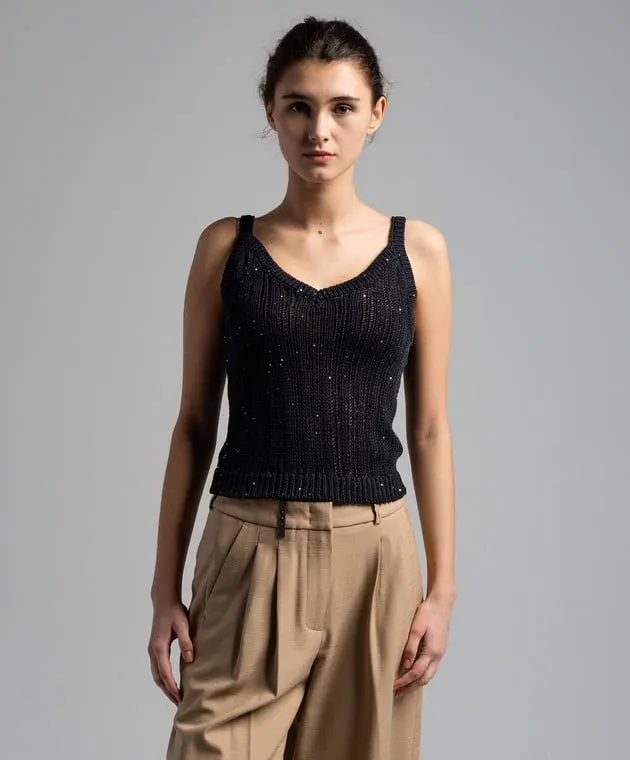 Peserico Blue top with sequins