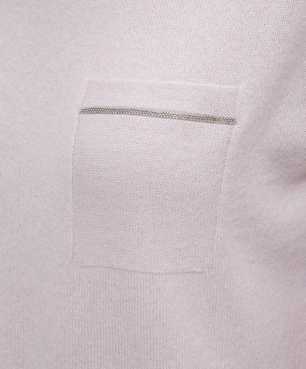Peserico Pink cashmere top with monil chain