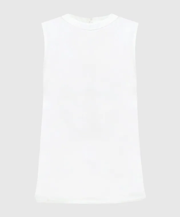 Peserico White silk top with monil chain