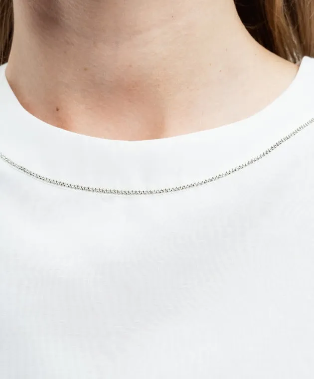 Peserico White silk top with monil chain
