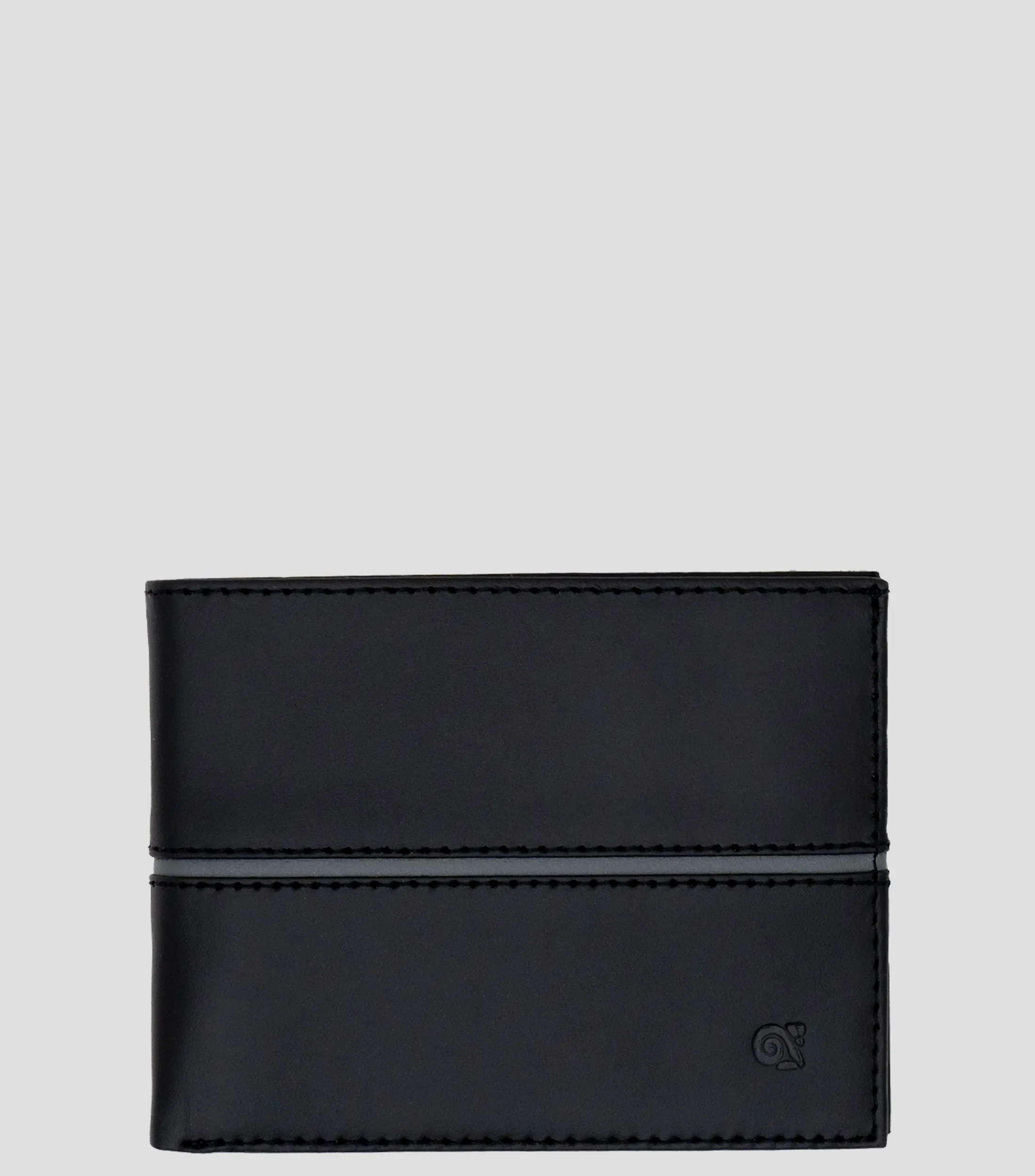 Pineda Covalin Cartera bifold negra en piel con línea decorativa Hombre