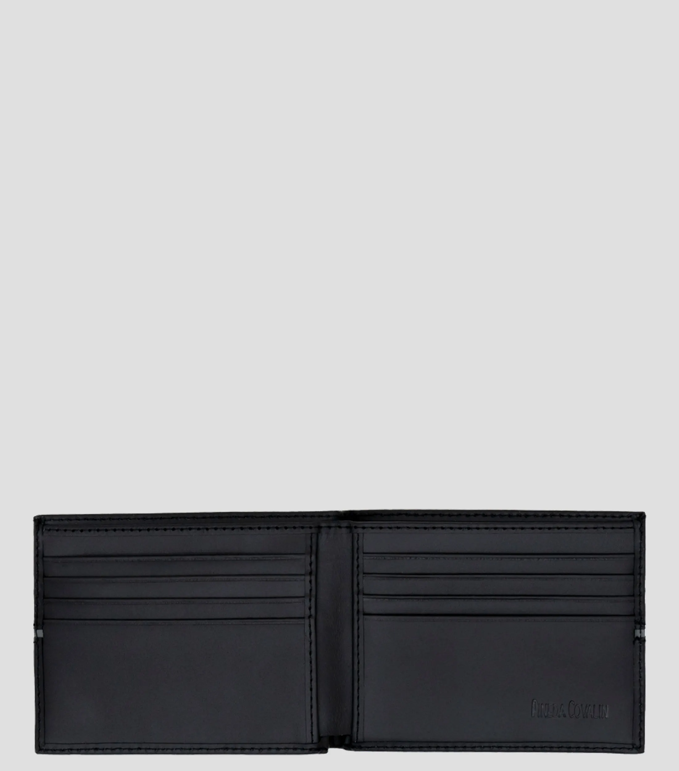 Pineda Covalin Cartera bifold negra en piel con línea decorativa Hombre