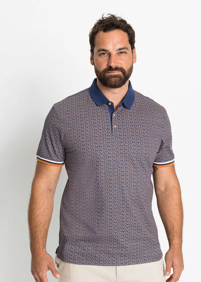 Polo Azul con estampado gráfico