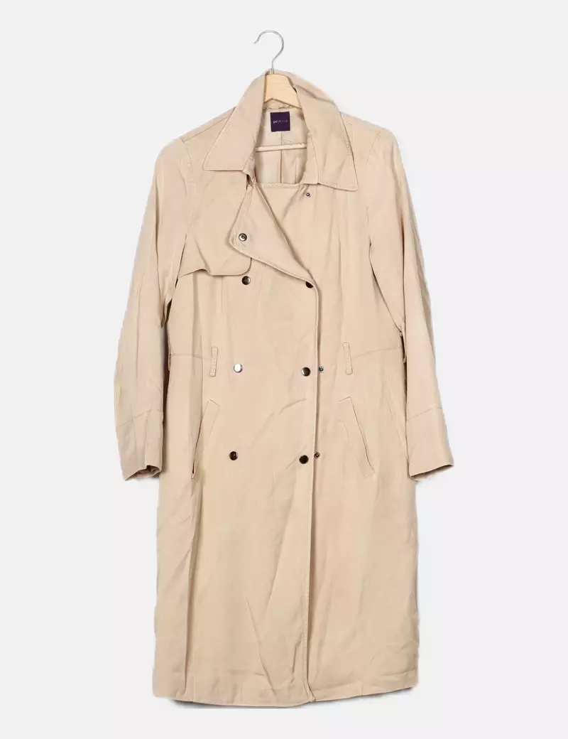 Promod Gabardina larga beige manga larga