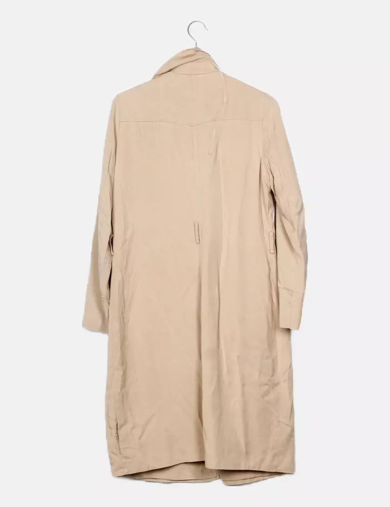 Promod Gabardina larga beige manga larga