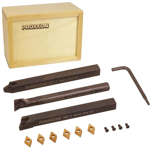 PROXXON  24555  JUEGO DE CUCHILLAS PARA TORNO CON PLACAS DE TUNGSTENO, PD 250/E, 3 PIEZAS