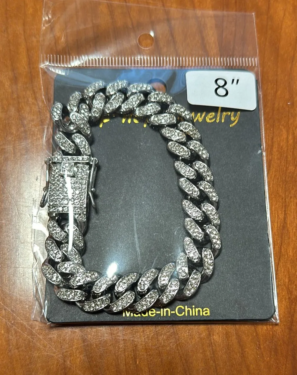 PULSERA PC CUBANA PLATEADA  0111P