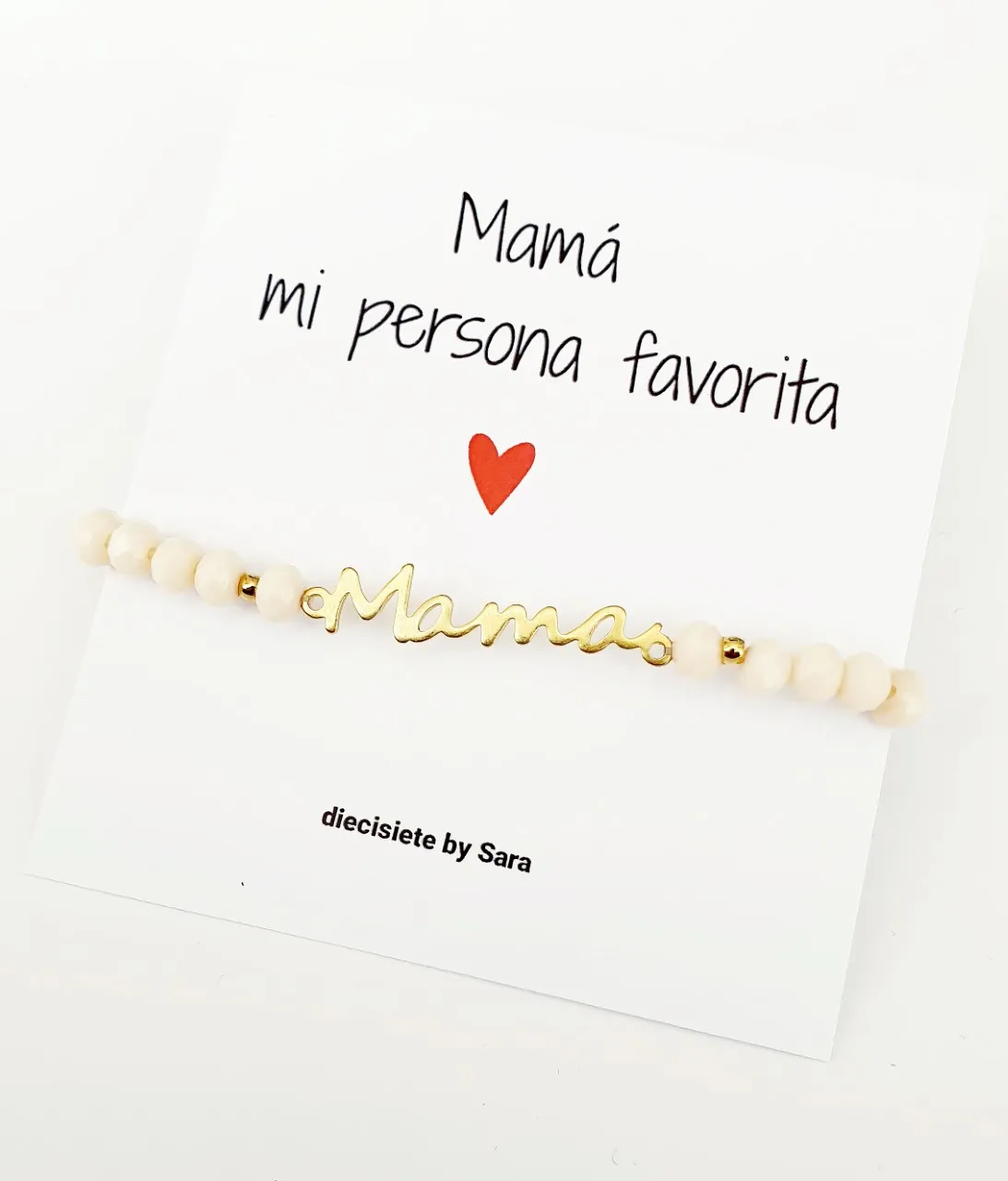 Pulsera Piedras Beige Mamá