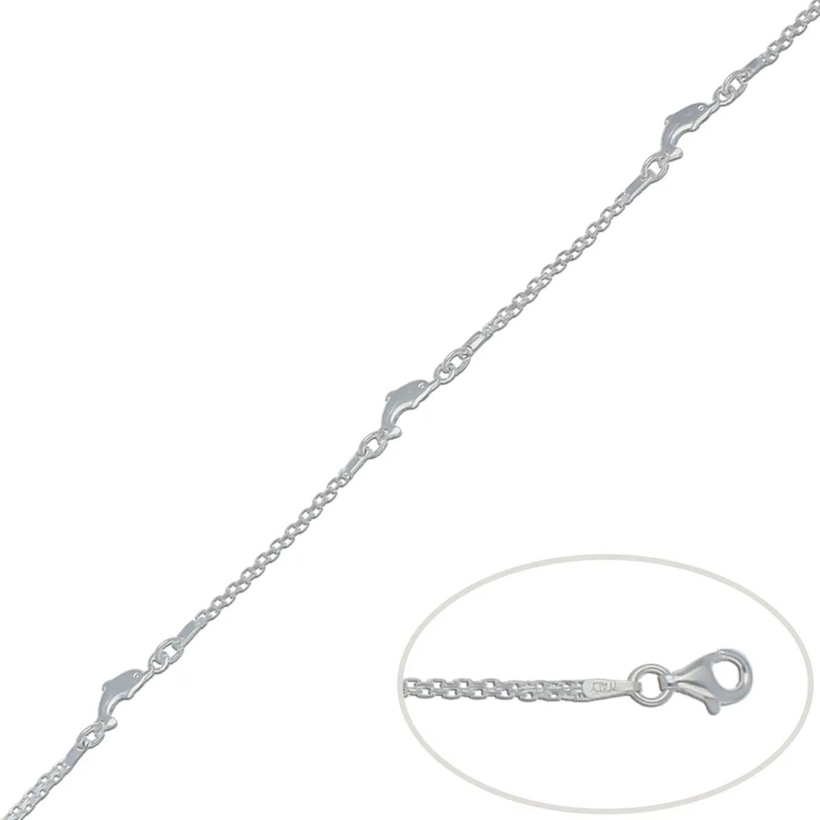 Pulsera Plata Delfines 6mm.