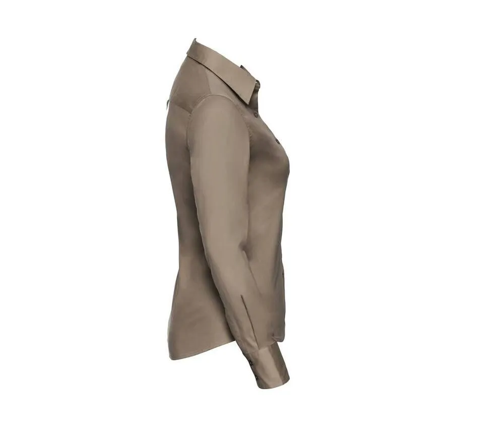 RUSSELL COLLECTION JZ16F  CAMISA DE MANGA LARGA PARA MUJER  CAQUI