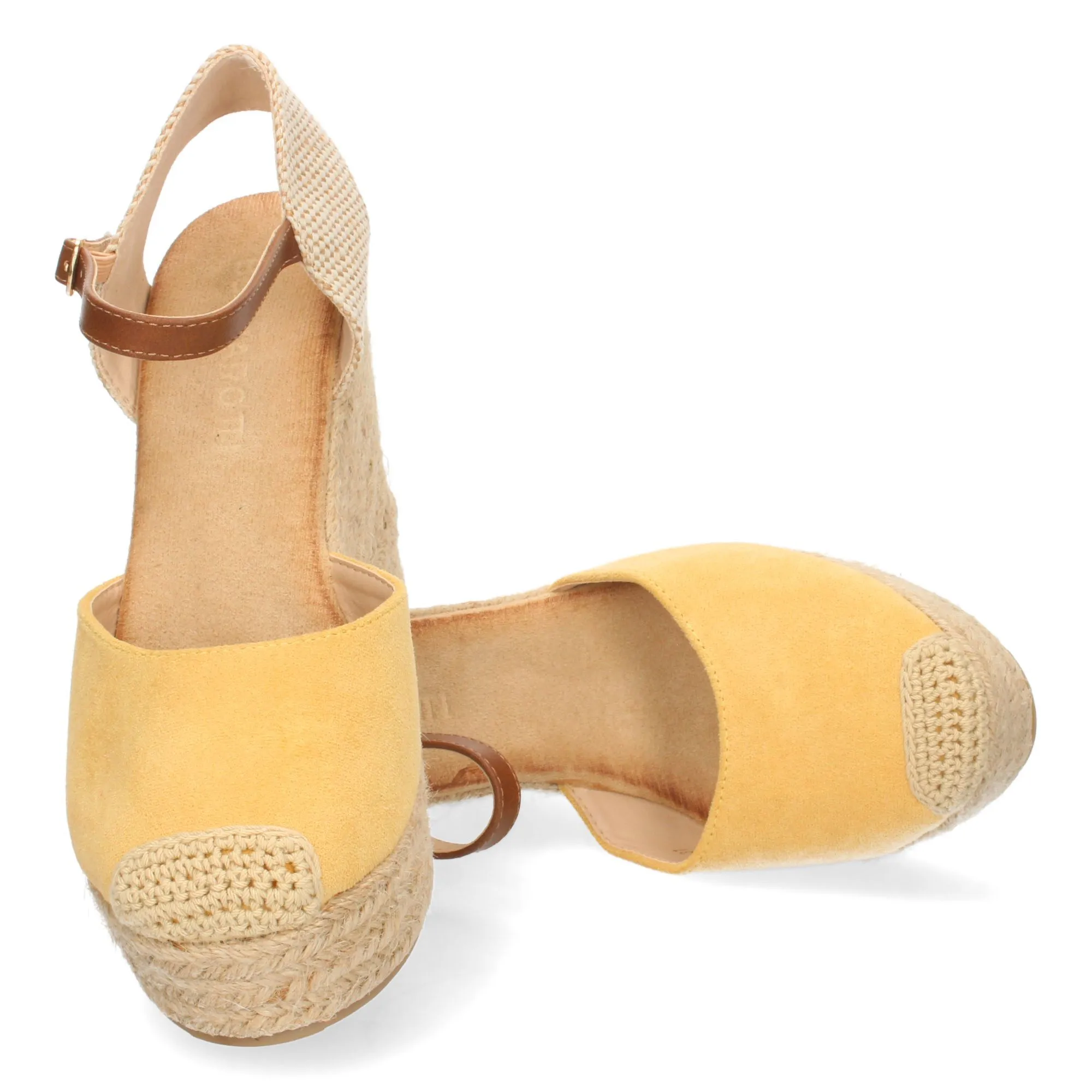 Sandalia alpargata de cuña en yute mujer color amarillo