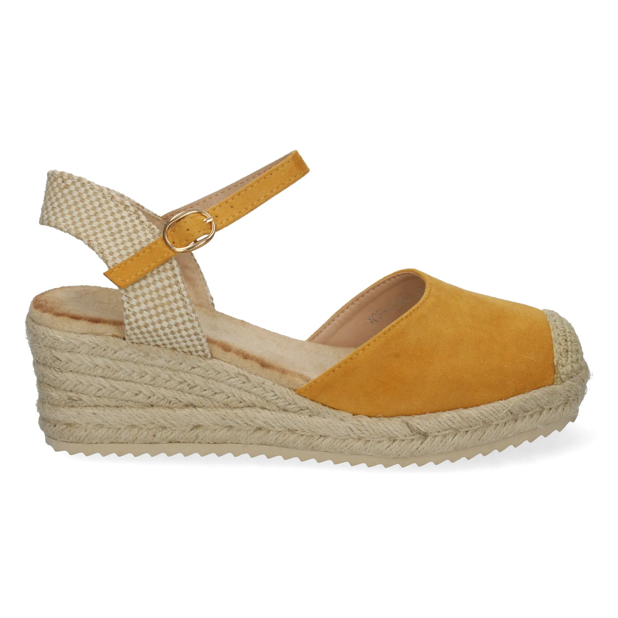 Sandalia de cuña baja en yute mujer color amarillo textura