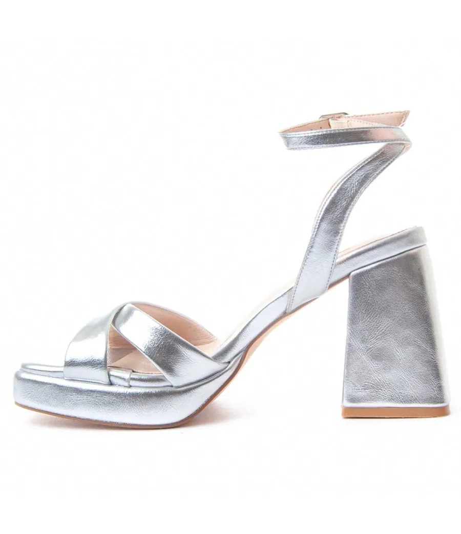 Sandalia De Tacón Para Mujer.  Montevita  Festsand4  88520 Plateado