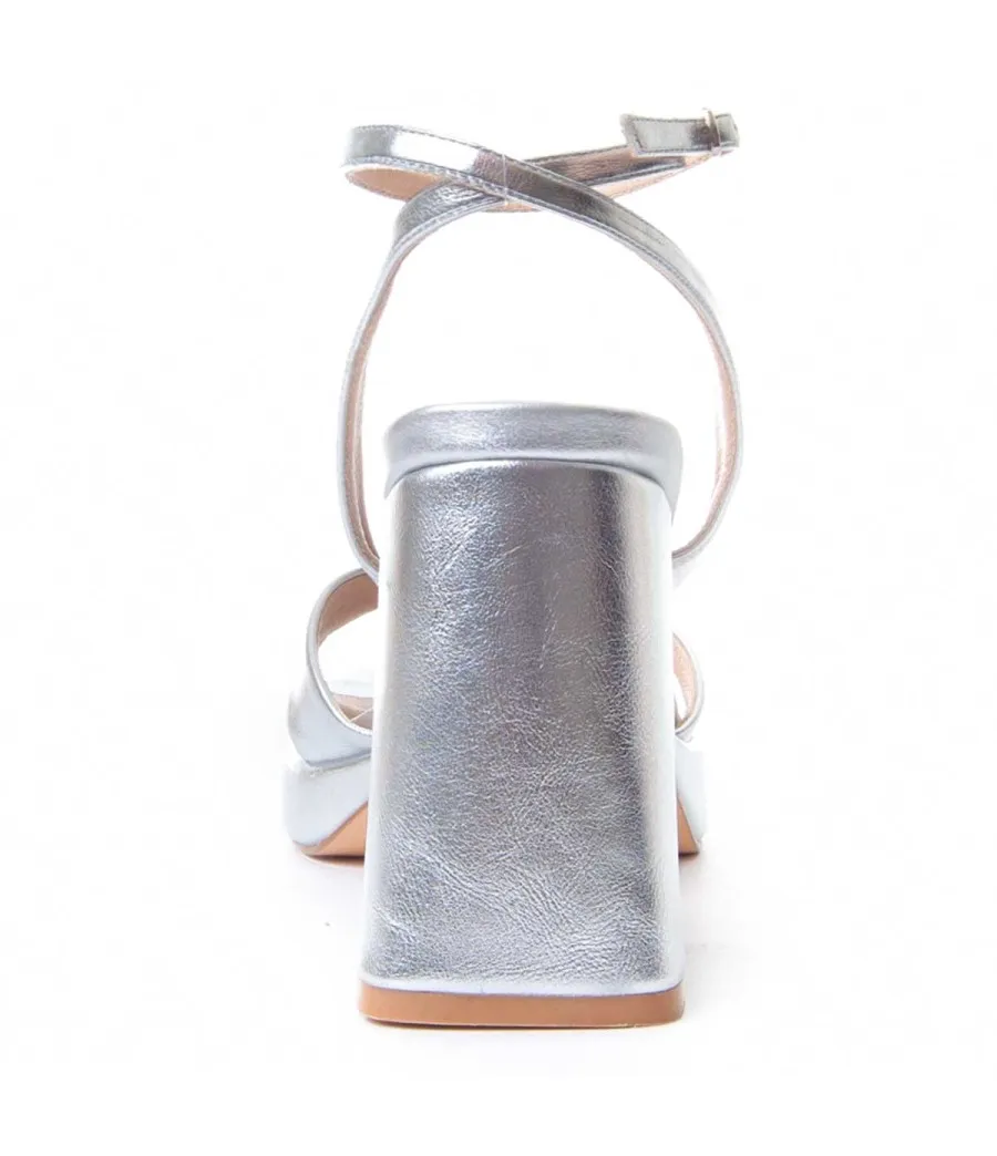 Sandalia De Tacón Para Mujer.  Montevita  Festsand4  88520 Plateado