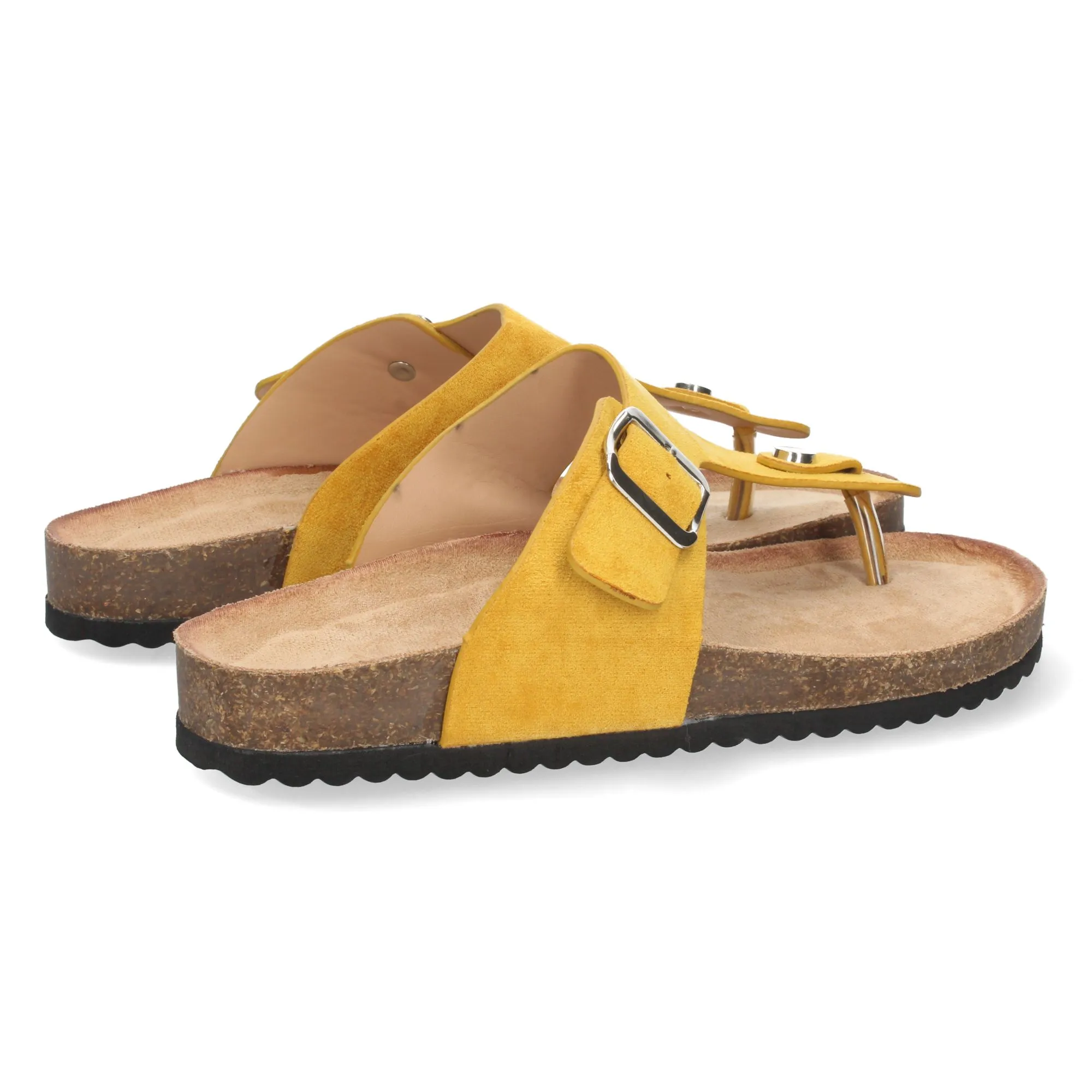 Sandalia esclava plana mujer color amarillo