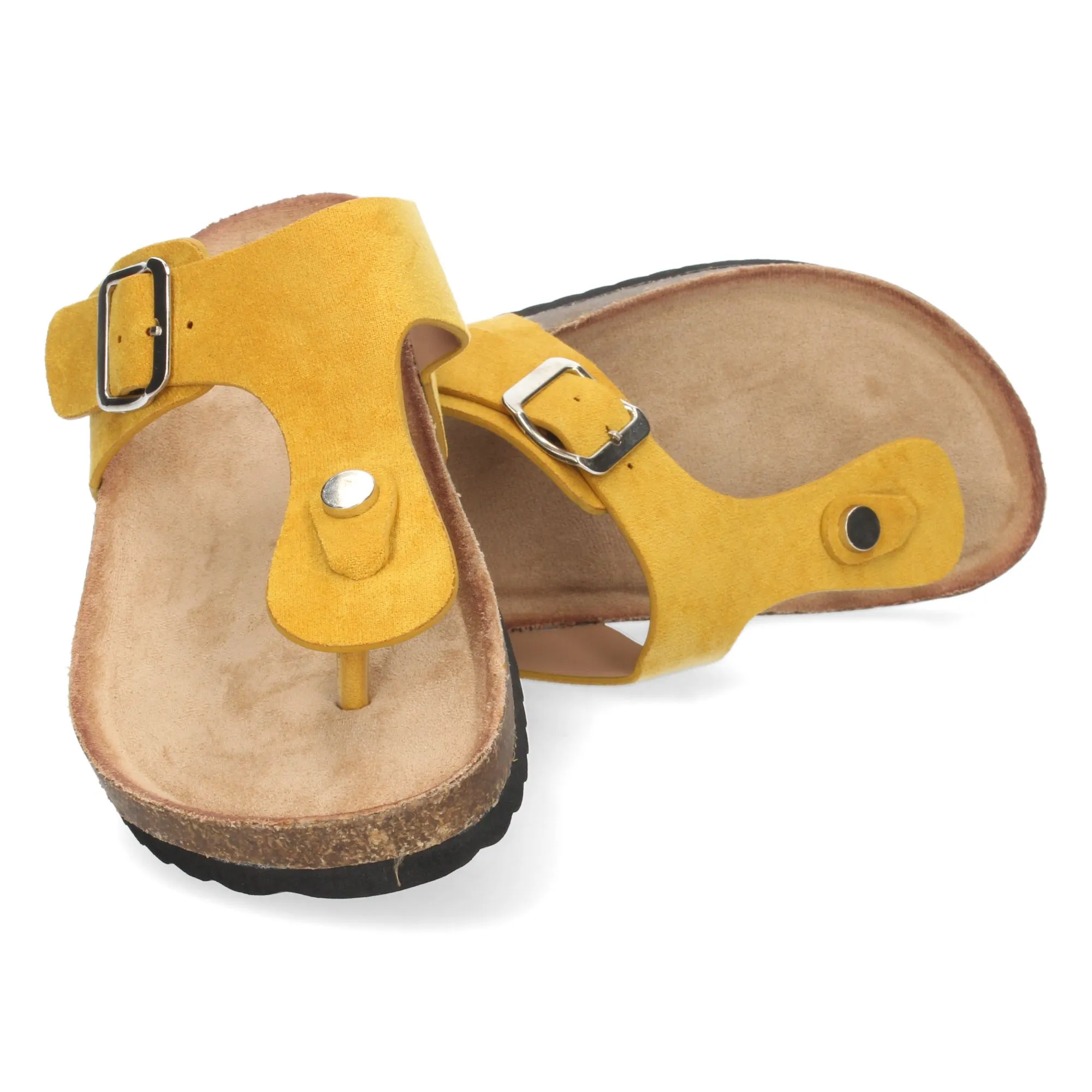 Sandalia esclava plana mujer color amarillo