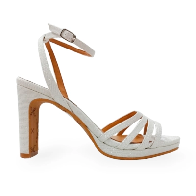 Sandalia mujer fiesta brillo blanco