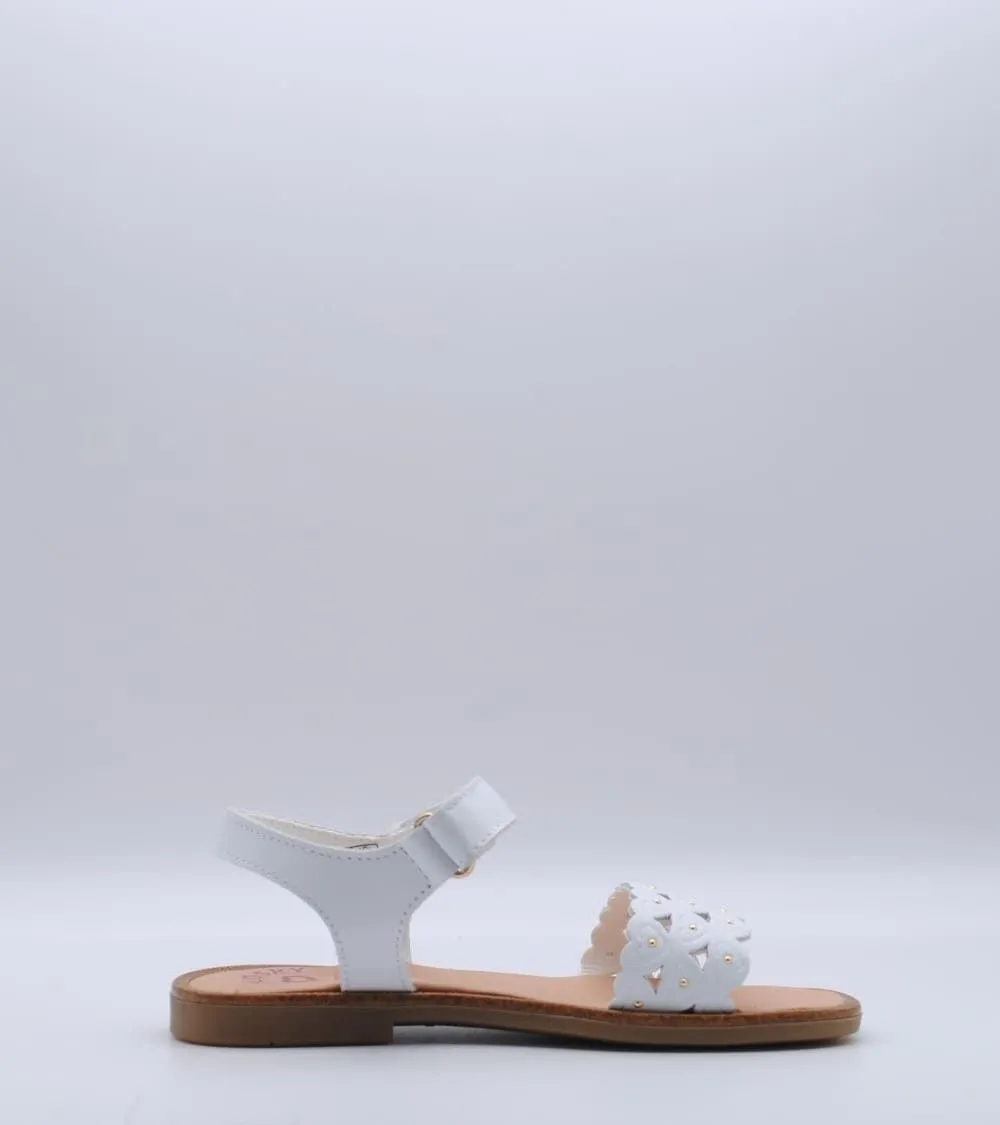 SANDALIA PABLOSKY VELCRO PIEL BLANCA CORAZONES
