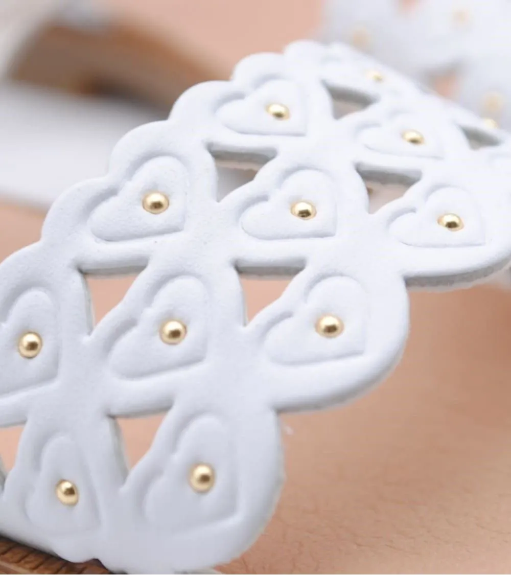 SANDALIA PABLOSKY VELCRO PIEL BLANCA CORAZONES