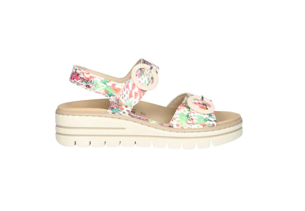 Sandalia Piel Serpi Multicolor 3 Tiras 3 Velcros Hebillas CuÑa Baja