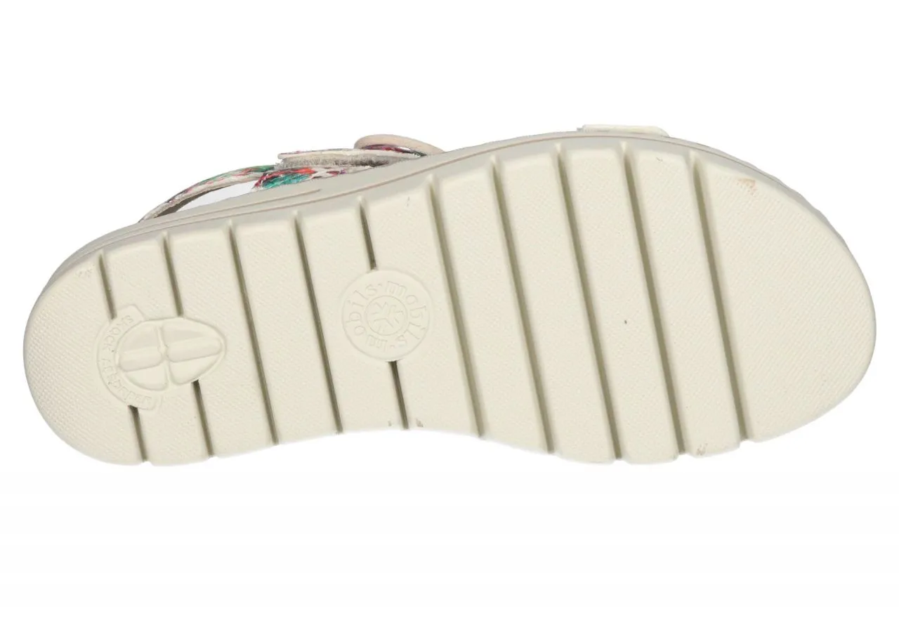 Sandalia Piel Serpi Multicolor 3 Tiras 3 Velcros Hebillas CuÑa Baja