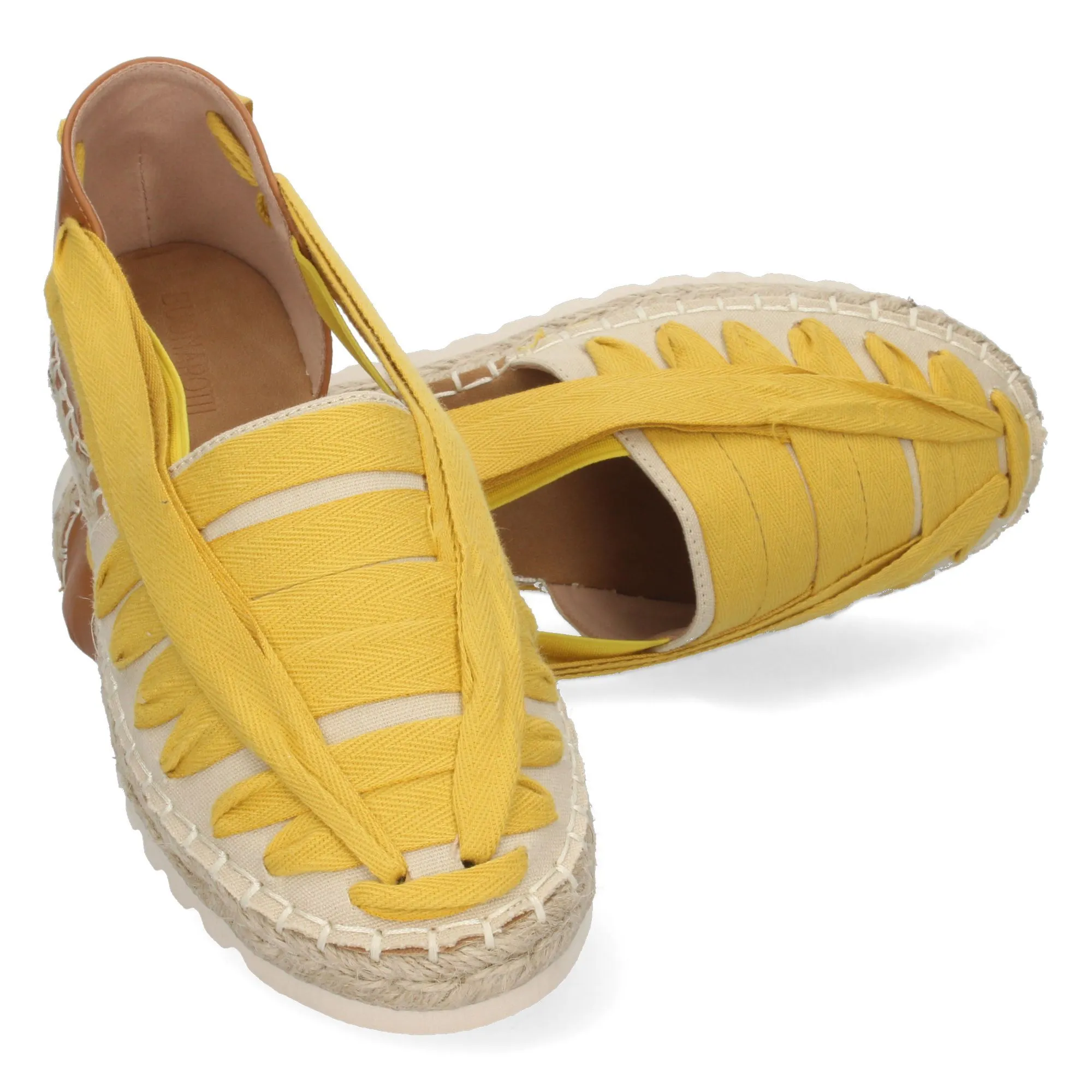 Sandalia plana pala cerrada mujer color amarillo