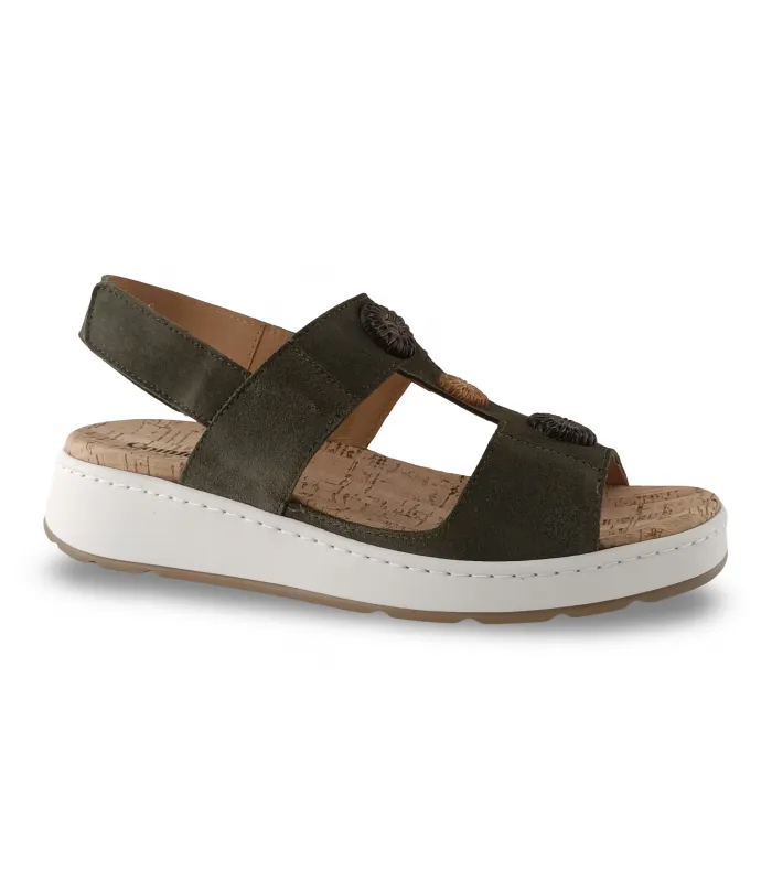 Sandalia velcro talón kaki