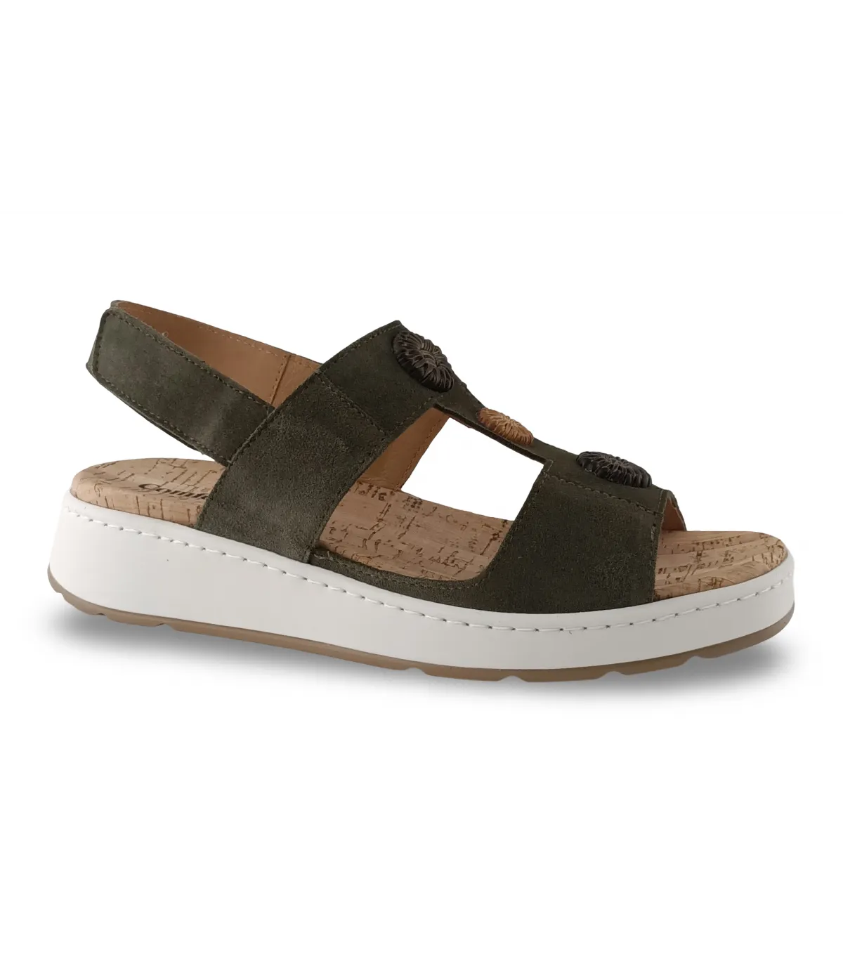 Sandalia velcro talón kaki